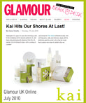 kai fragrance featured in glamour uk online july, 2010