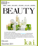 kai fragrance featured in elle online december, 2011