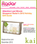 kai fragrance featured on radaronline.com december, 2012