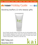 kai featured in nbc today - online december, 2013