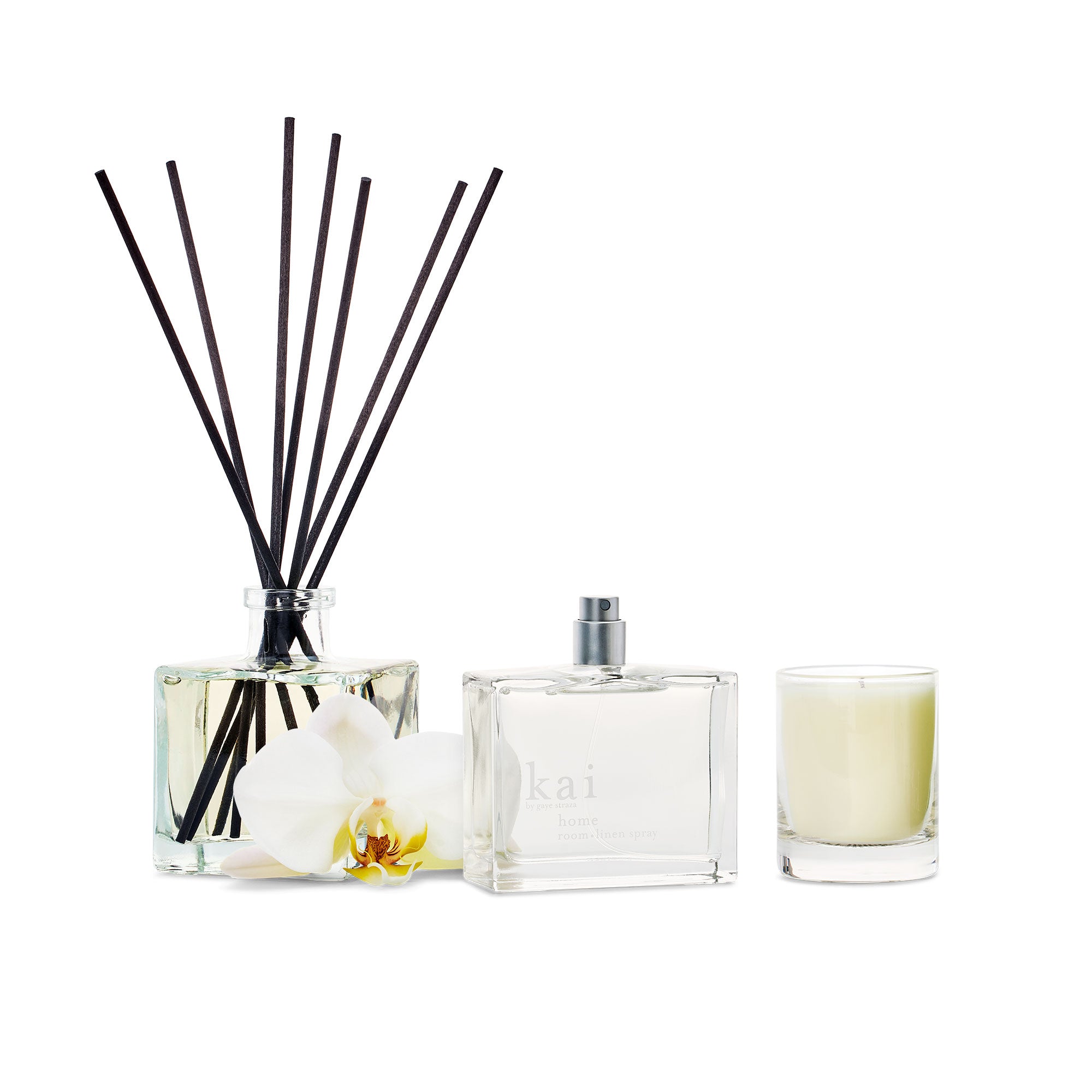 spring home bundle - kai reed diffuser, room-linen spray & nightlight candle