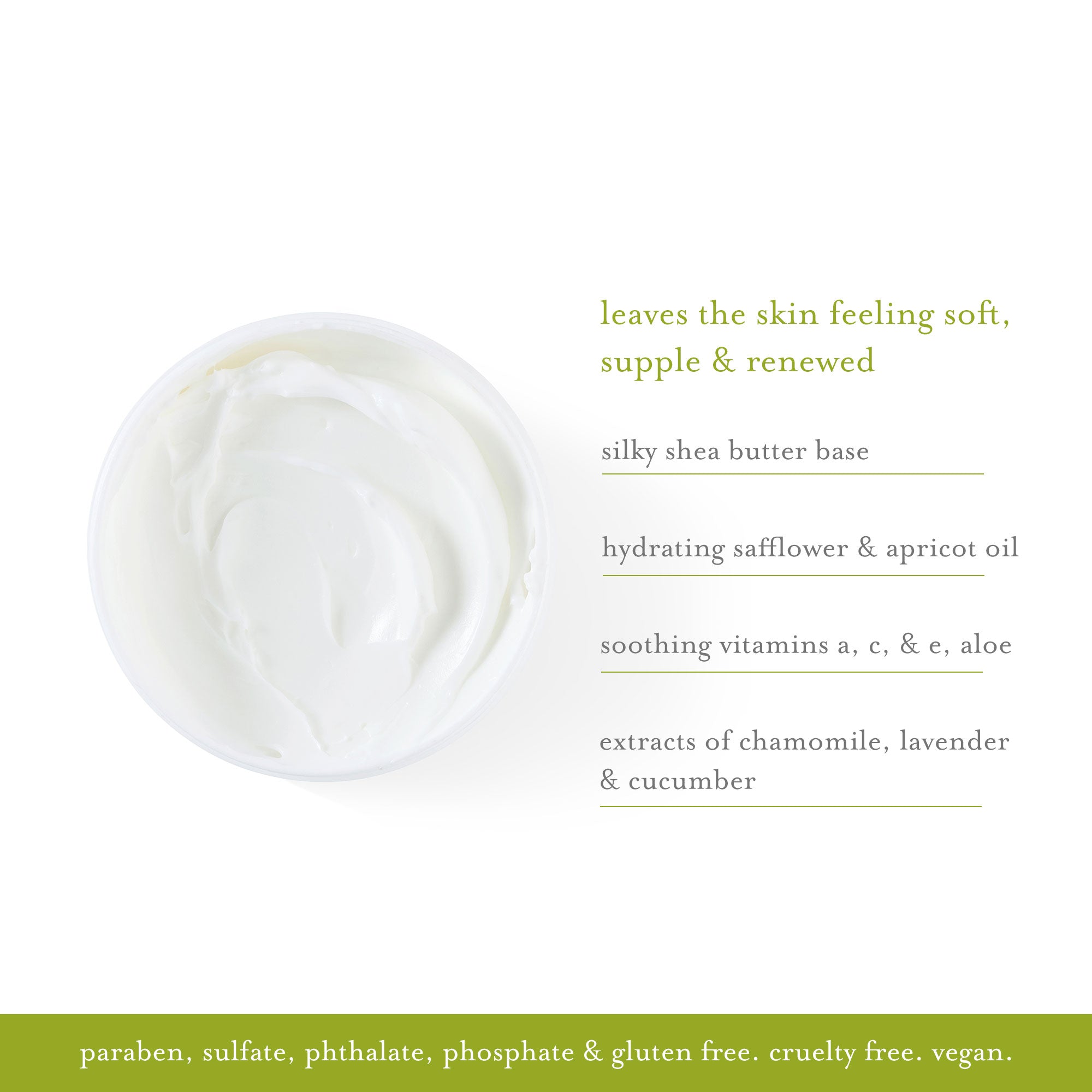 kai body butter leaves the skin feeling soft, supple & renewed