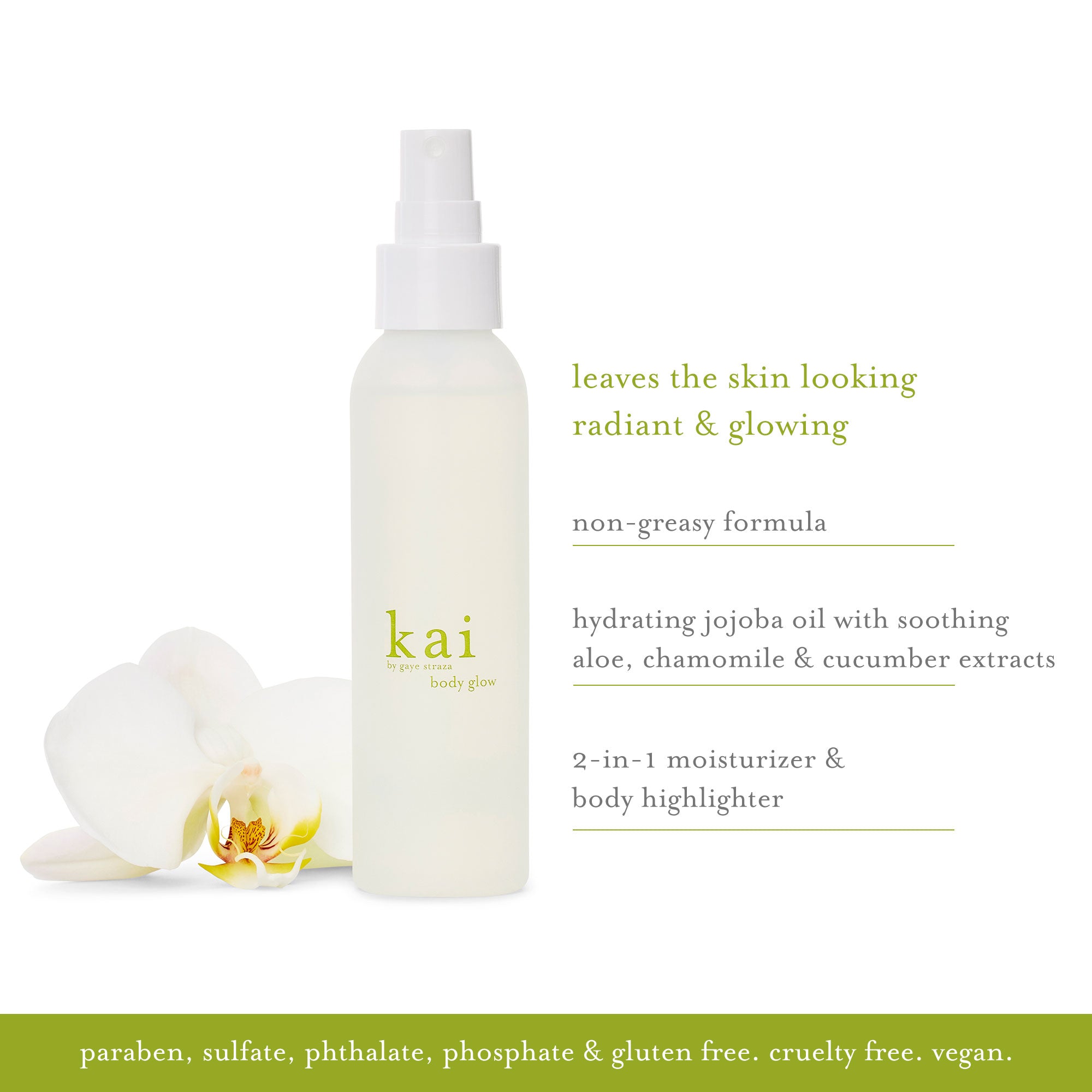 kai body glow leaves the skin looking radiant & glowing