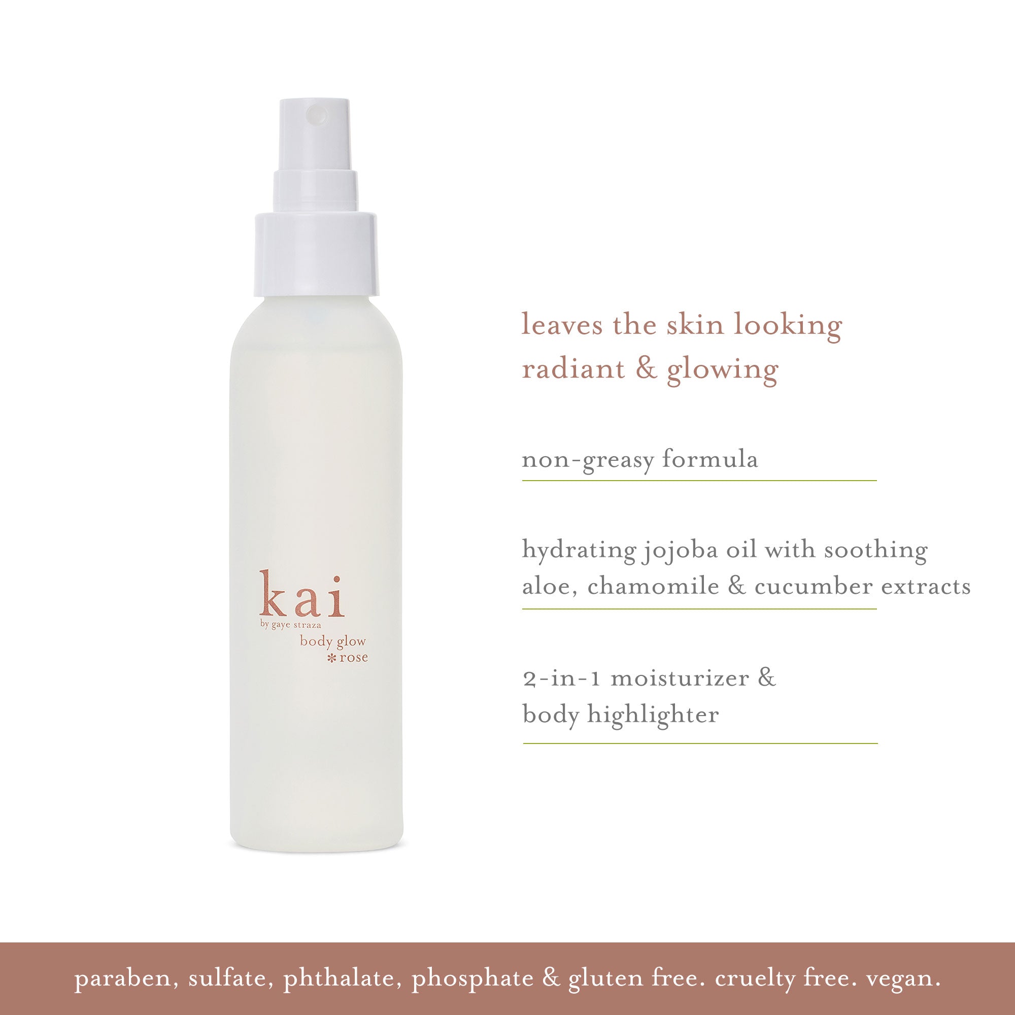 kai rose body glow leaves the skin looking radiant & glowing