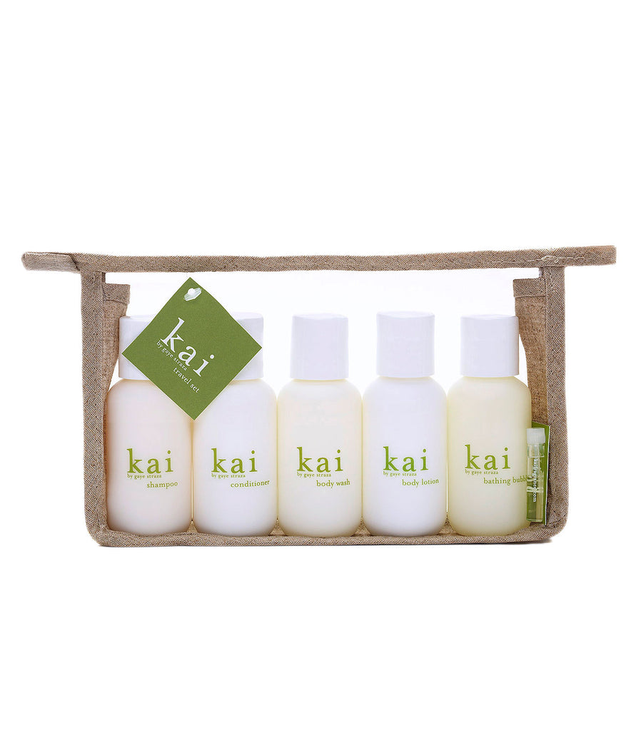 kai travel set - body lotion, bath wash, shampoo, conditioner